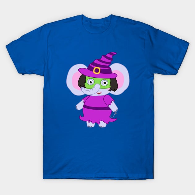 Emma Elephant - Halloween Witch costume T-Shirt by Dinos Friends